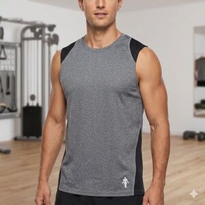 GOLDS GYM TANK TOP Preowned Excellent Condition- Mens Medium Grey/Black